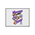 Moooove Over Cancer entry rug featuring cowgirl artwork and pink-and-blue ribbon