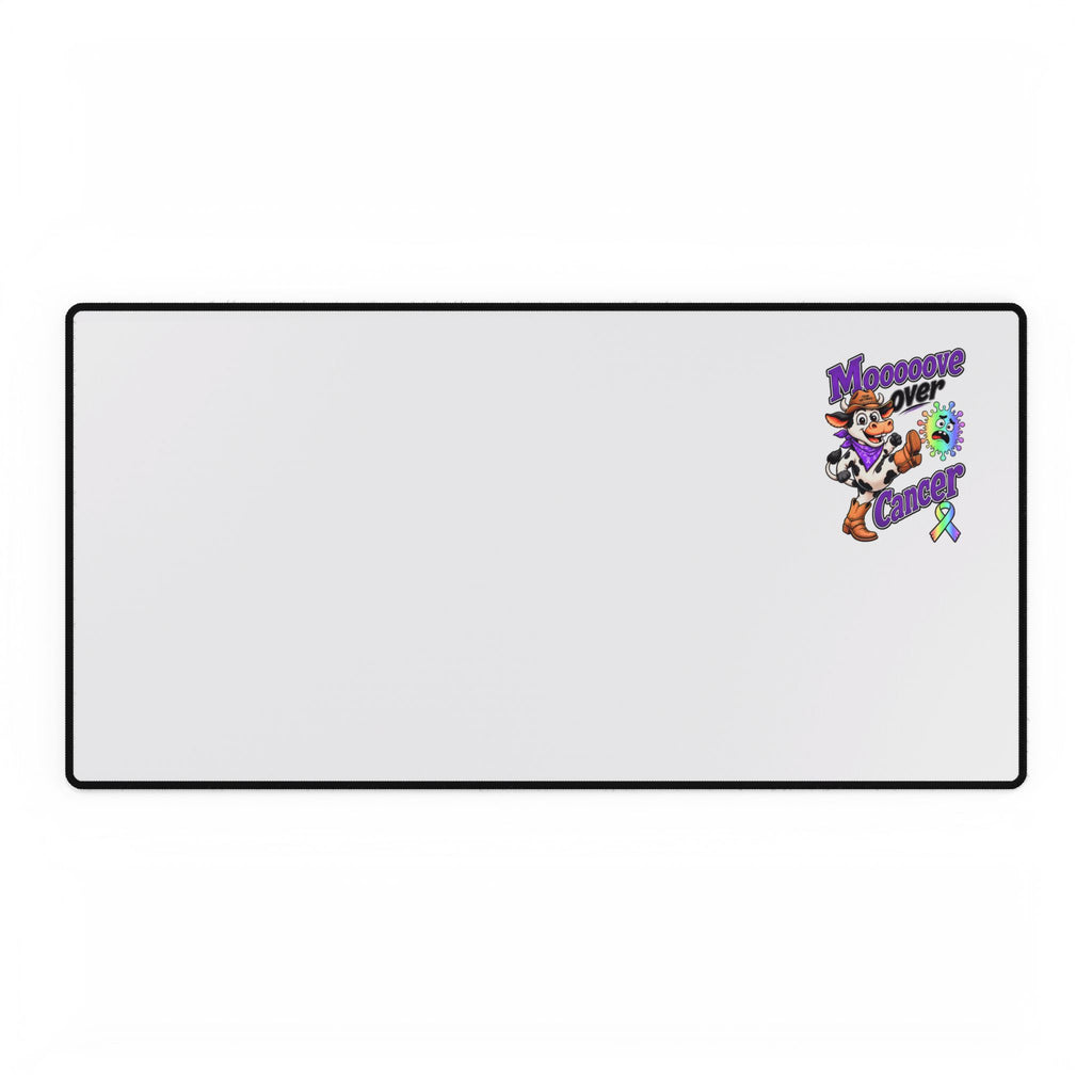 Wide Moooove Over Cancer mouse pad with cow artwork and all-cancer awareness ribbon