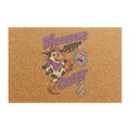 Moooove Over Cancer coir doormat with colorful cow, awareness ribbon, and Western design