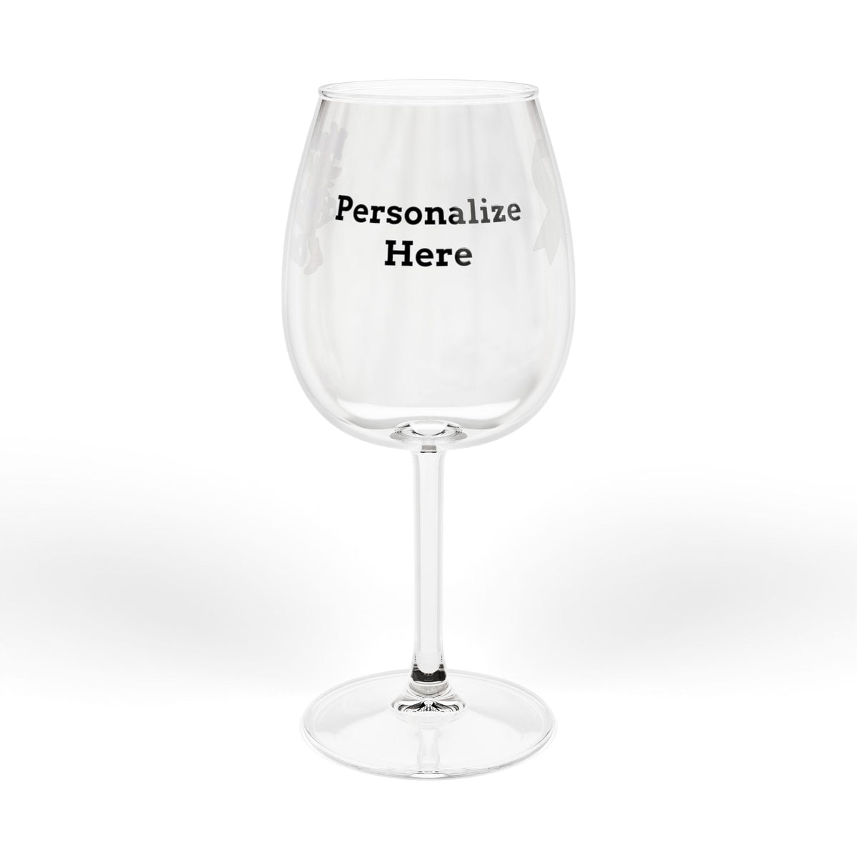 Moooove Over Cancer wine glass showing the area for adding a personalized name or text