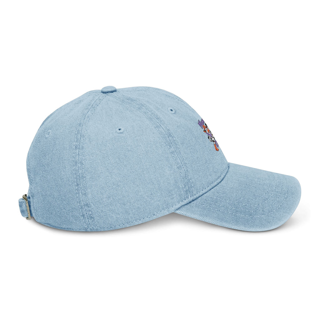 Light blue Moooove Over Cancer embroidered denim hat side profile