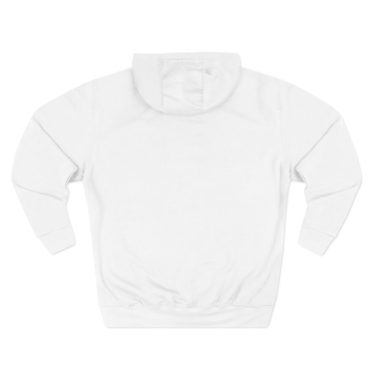 Back view of a white Kickin' Cancer hoodie showing the hood, sleeves, and plain back