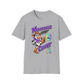Moooove Over Cancer T-shirt in gray with cow character artwork