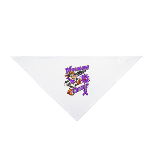 Front view of Moooove Over Cancer Pancreatic Cancer awareness pet bandana