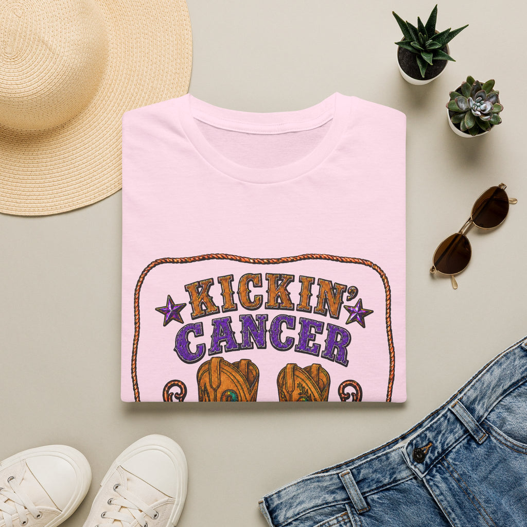 Kickin' Cancer Western Cowboy Boots T-Shirt
