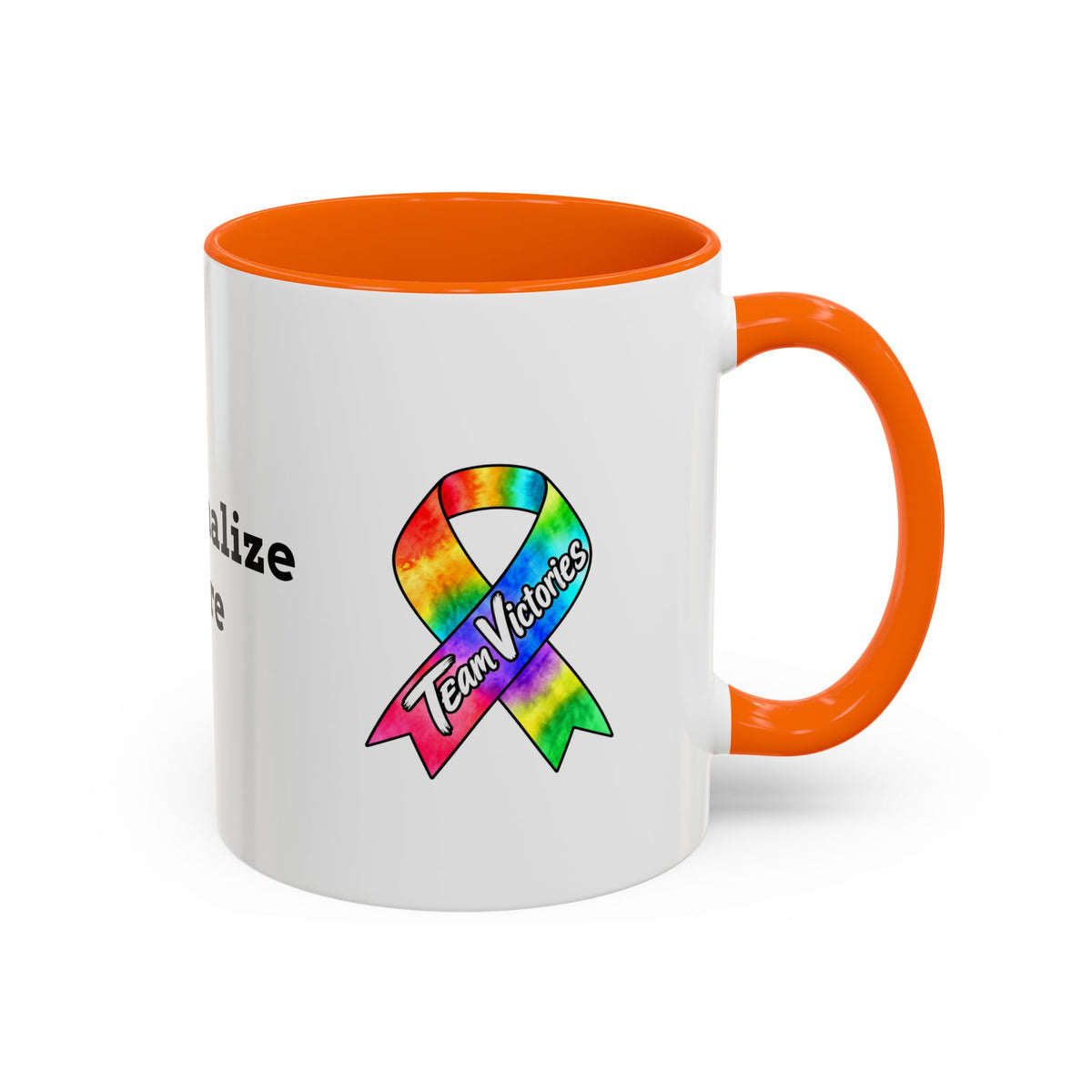 Moooove Over Cancer mug with yellow accent handle and character artwork