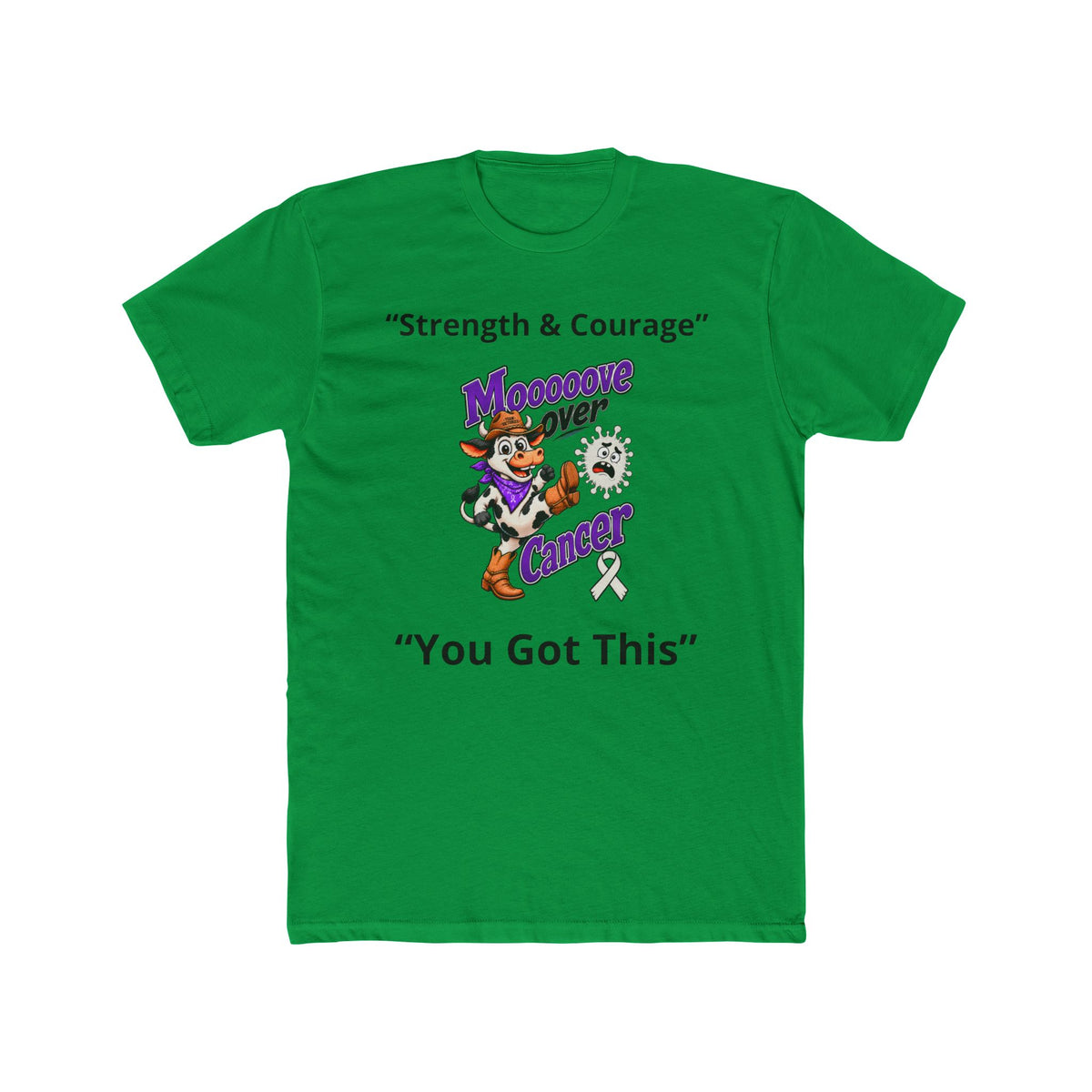 Moooove Over Cancer Lung Cancer awareness ribbon T-shirt in green