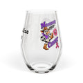 Moooove Over Cancer stemless wine glass with cowgirl artwork and pink ribbon