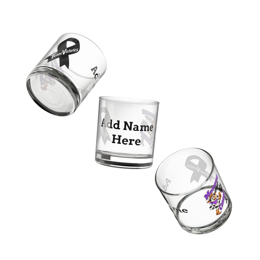 Moooove Over Cancer personalized rocks glass shown from multiple angles