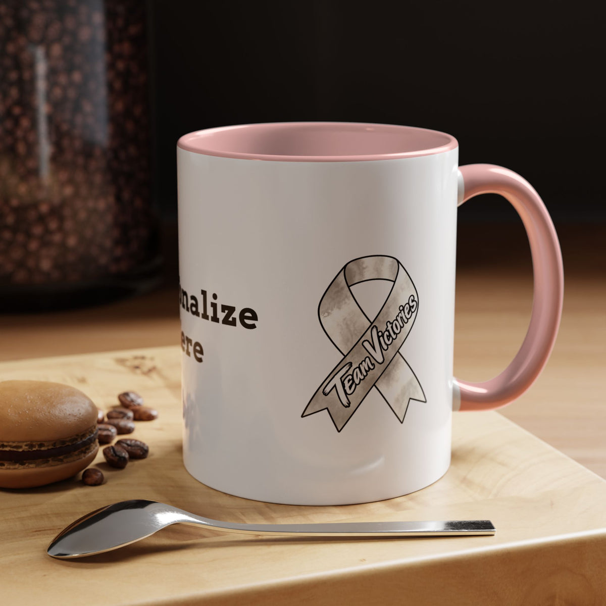 Moooove Over Cancer mug showing colorful artwork and personalization area