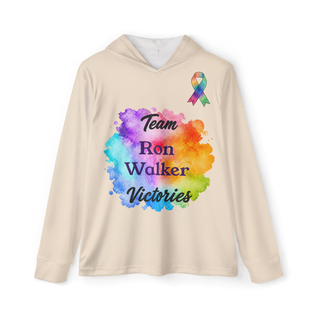Peach Team Victories hoodie with colorful front artwork and personalized name design