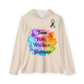 Peach Team Victories hoodie with colorful front artwork and personalized name design