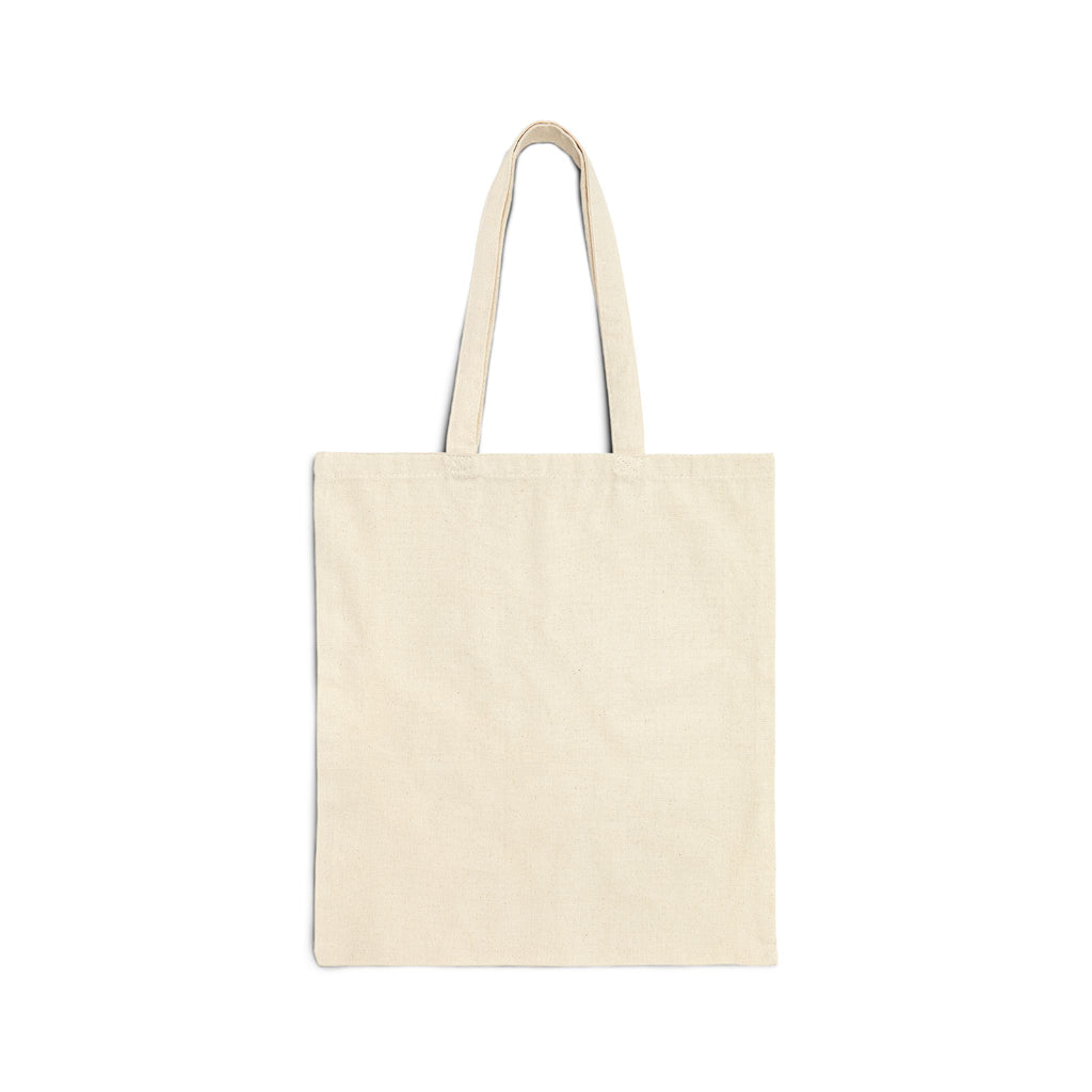 Moooove Over Cancer canvas tote bag showing the plain natural canvas back