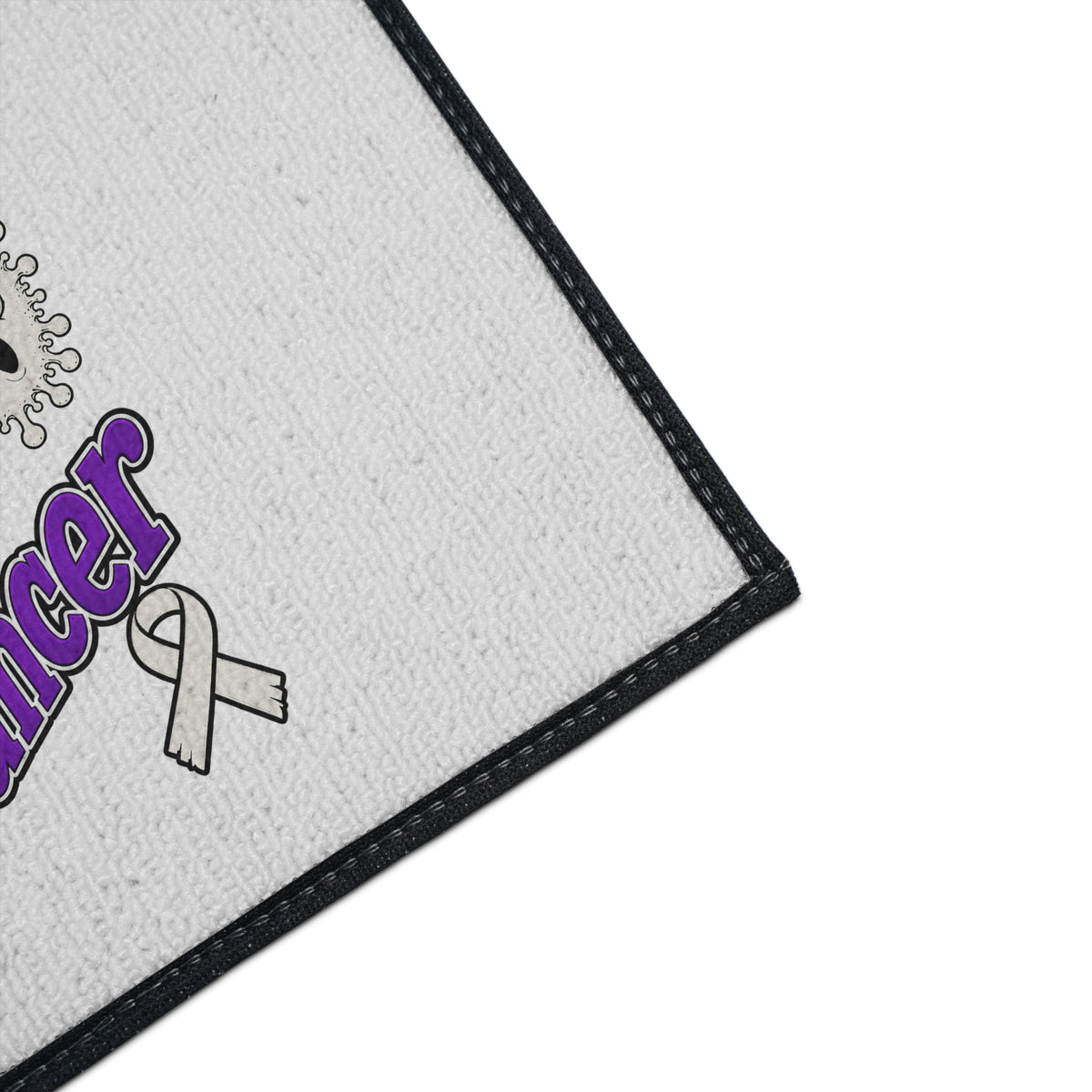 Close-up of Moooove Over Cancer mat texture and finished border