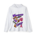 Moooove Over Cancer white hoodie with western cowgirl character and pink awareness ribbon