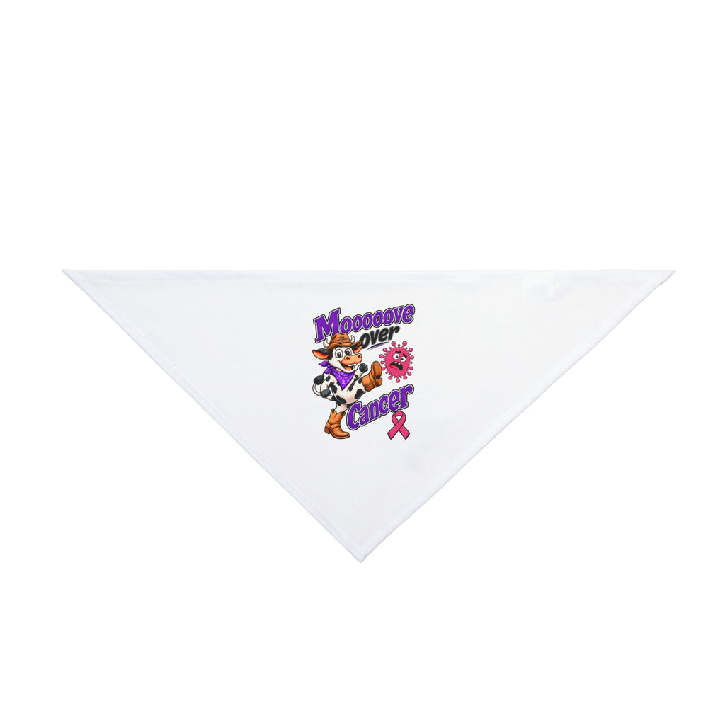 Moooove Over Cancer dog and cat bandana with a Breast Cancer awareness ribbon