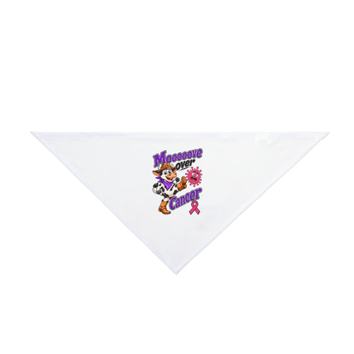 Moooove Over Cancer dog and cat bandana with a Breast Cancer awareness ribbon