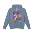 Slate blue Moooove Over Cancer hoodie with cow graphic and peach Uterine Cancer awareness ribbon
