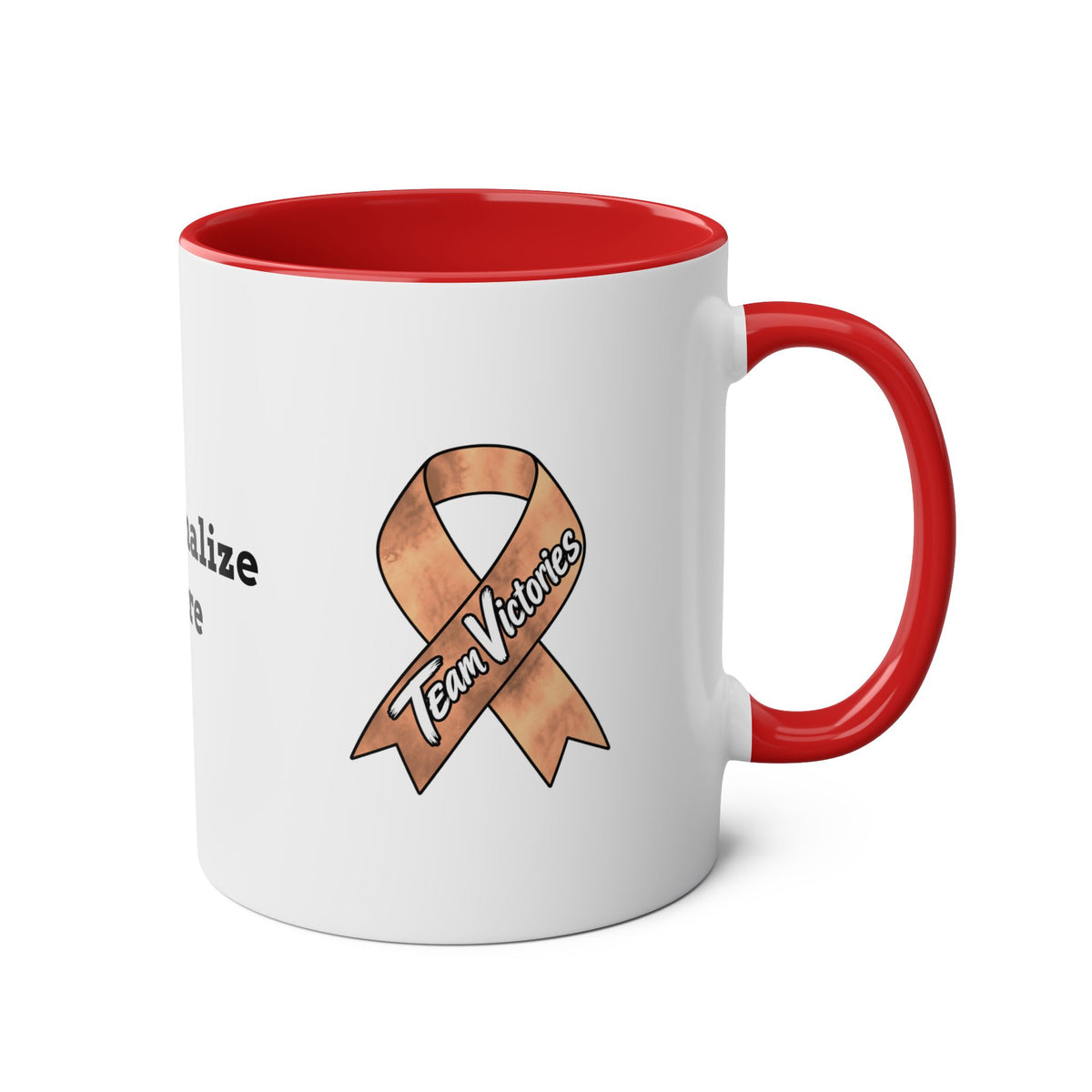 Moooove Over Cancer red-accent mug displayed on a table