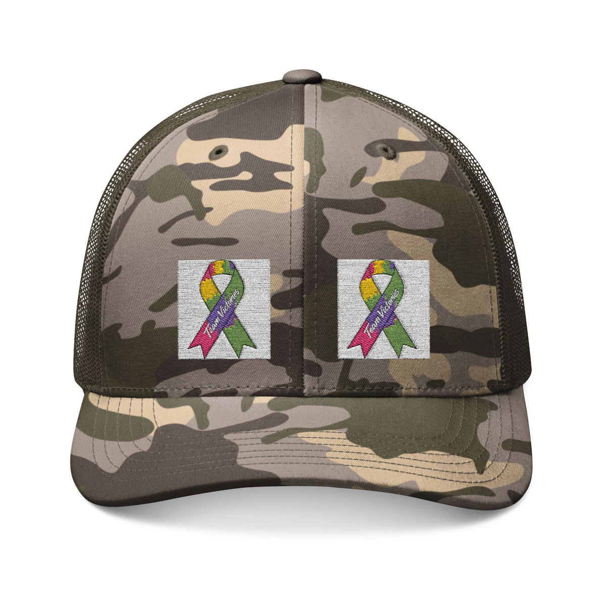 Trucker Hat - Embroidered - Camo Mesh Cap