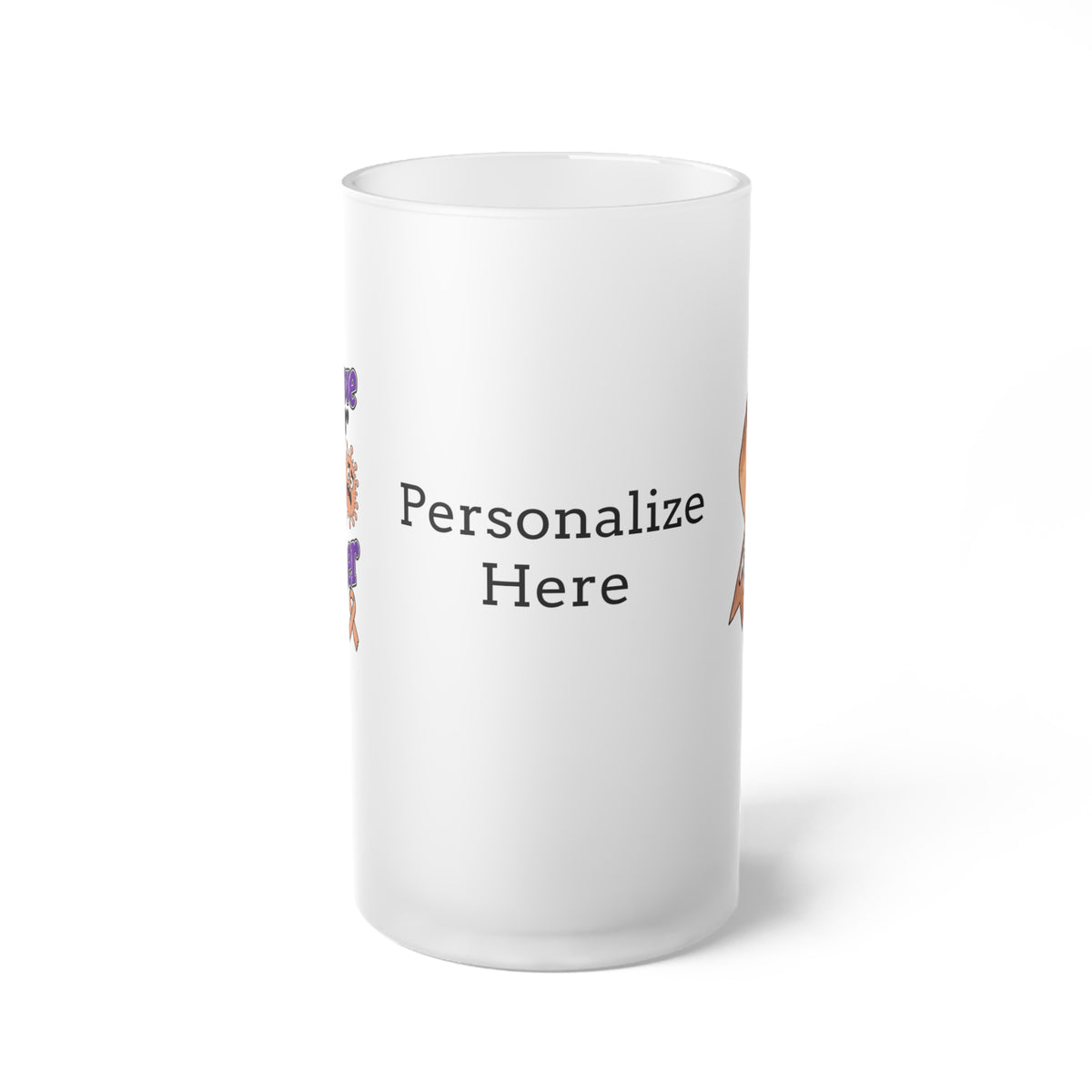 Moooove Over Cancer mug showing the area for a custom name or text