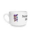 Moooove Over Cancer 25 oz personalized latte mug with Prostate Cancer awareness ribbon and C-handle