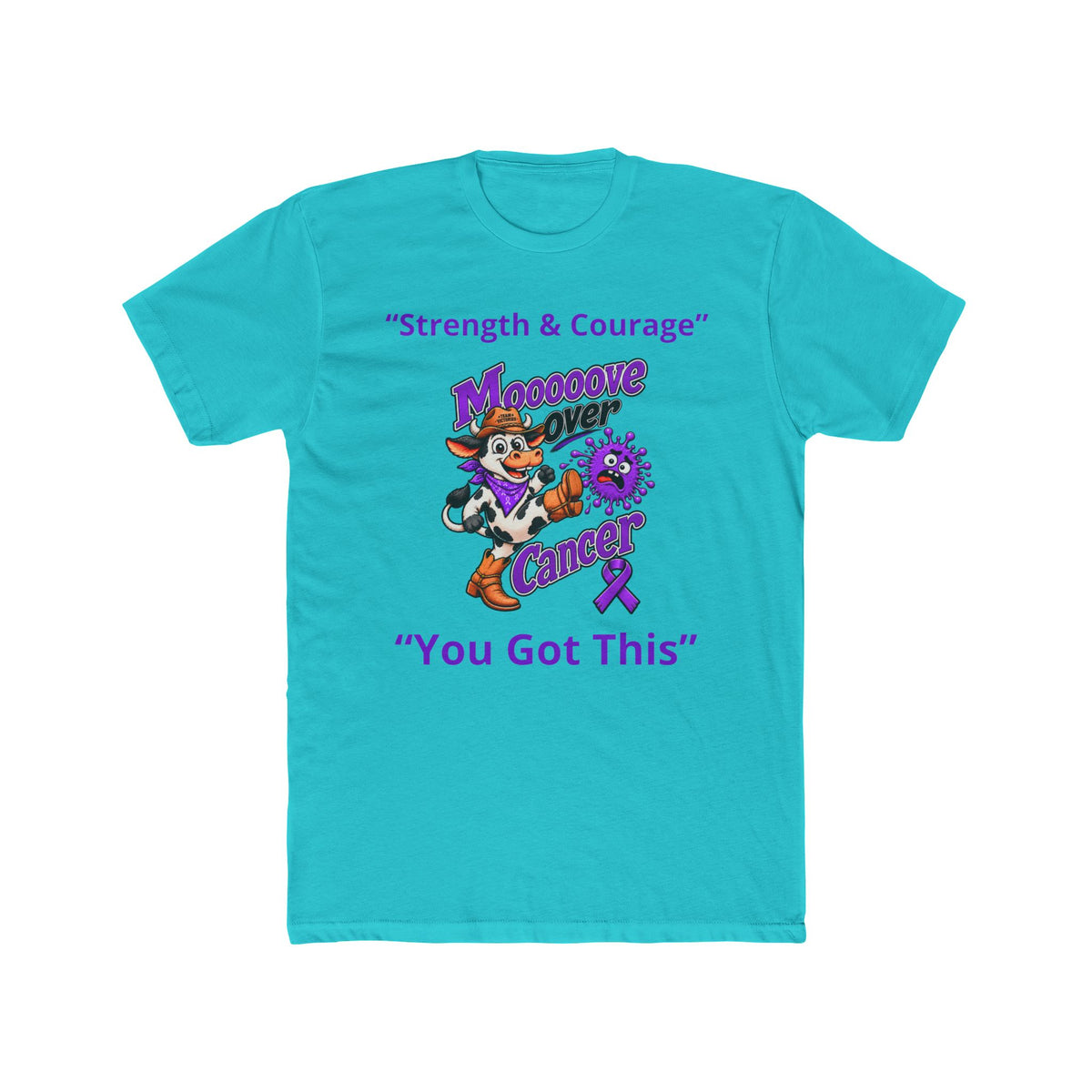 Turquoise Moooove Over Cancer T-shirt with You Got This message and Pancreatic Cancer awareness ribbon