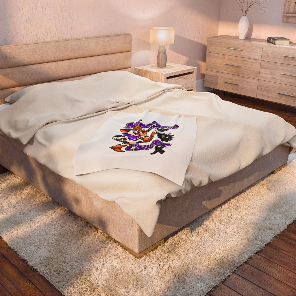 Kickin' Cancer Velveteen Plush Blanket - Vertical - White