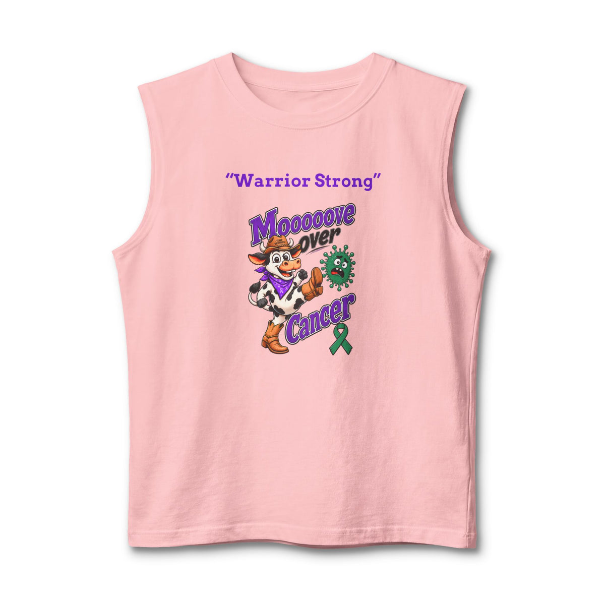 Pink Moooove Over Cancer Warrior Strong tank top with a Liver Cancer awareness ribbon