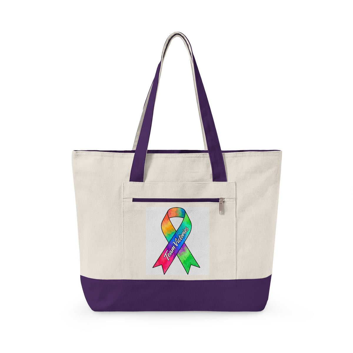 Canvas Tote Bag— Zippered Front Pocket, Everyday Carry