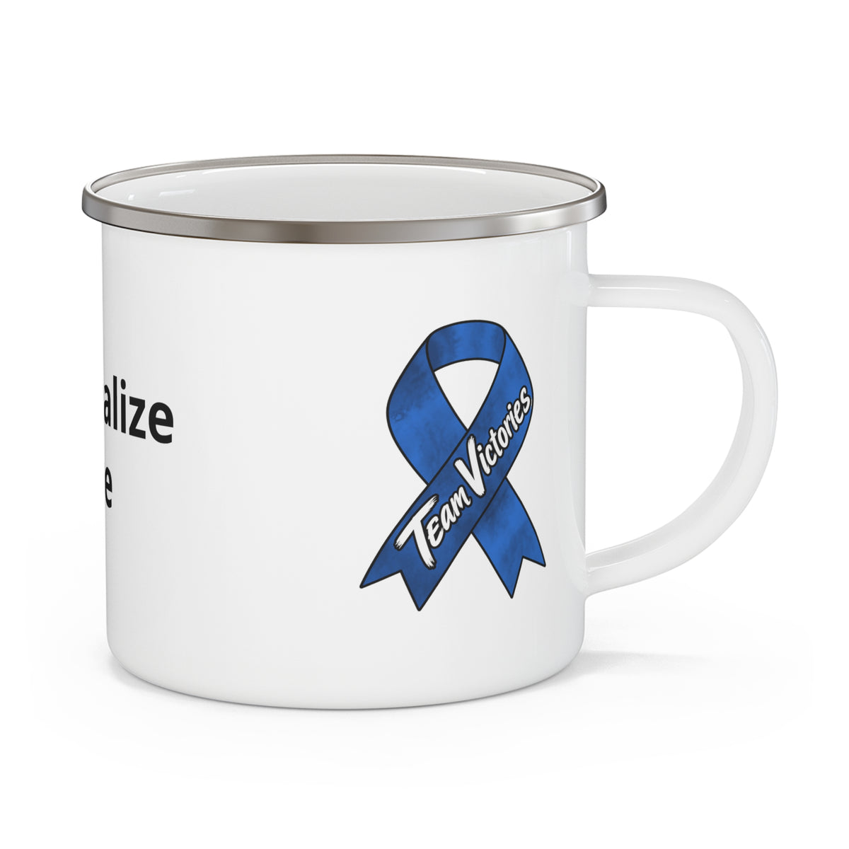 Moooove Over Cancer mug with Team Victories Colon Cancer awareness ribbon artwork