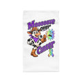 Moooove Over Cancer cow artwork and awareness ribbon on a Team Victories lunch bag