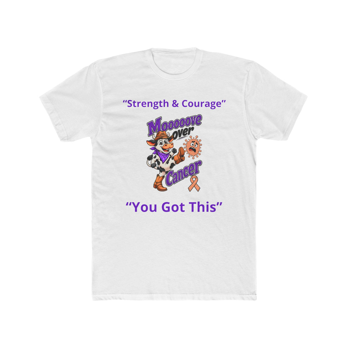 White Moooove Over Cancer personalized T-shirt with Uterine Cancer awareness ribbon and You Got This message