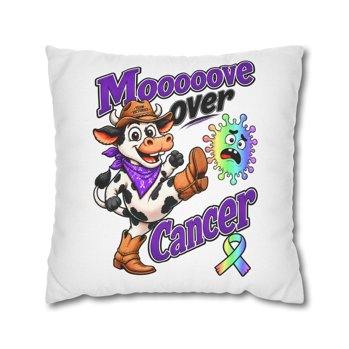 Team Victories rainbow all-cancer awareness ribbon pillow case design