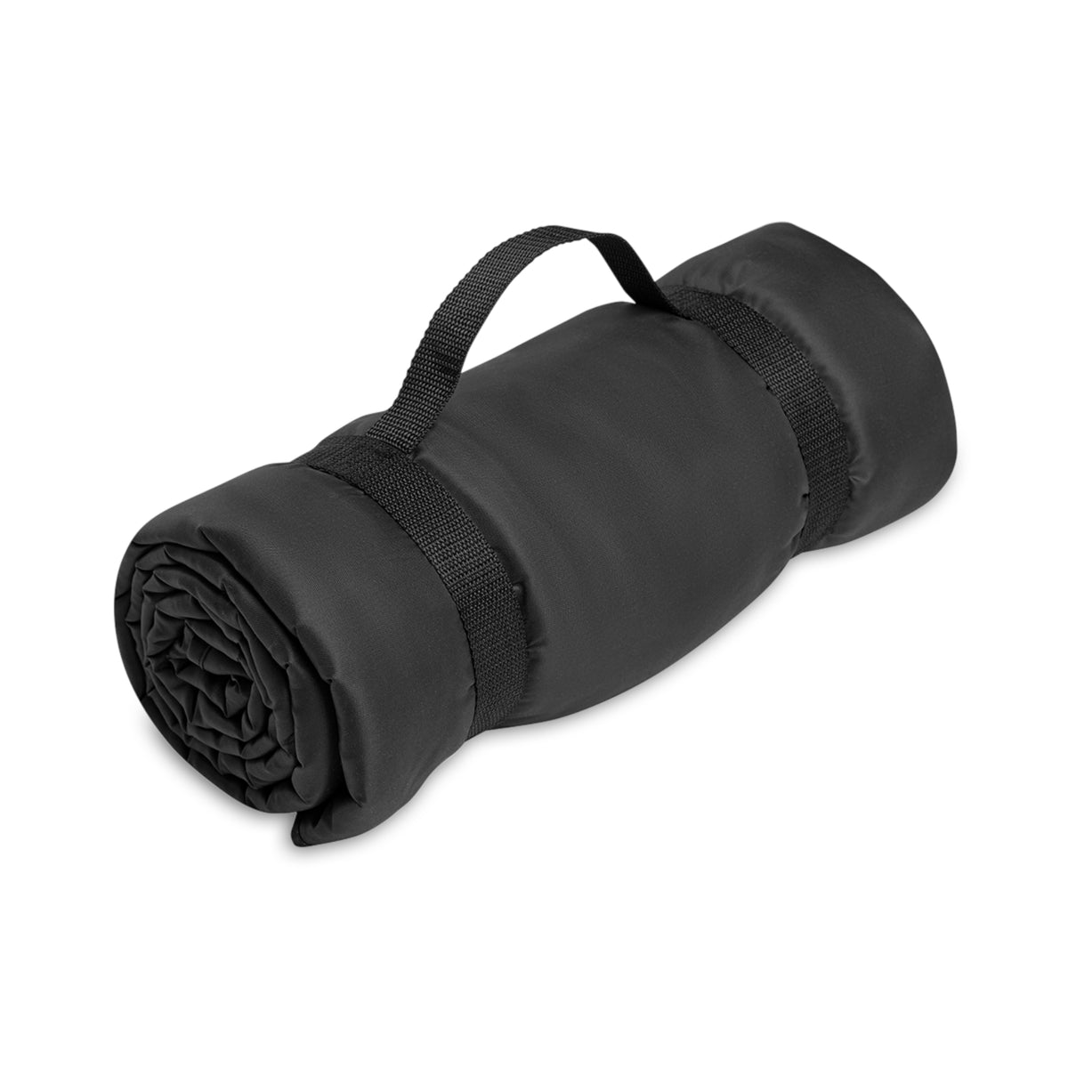 Rolled Moooove Over Cancer picnic blanket with black carrying strap
