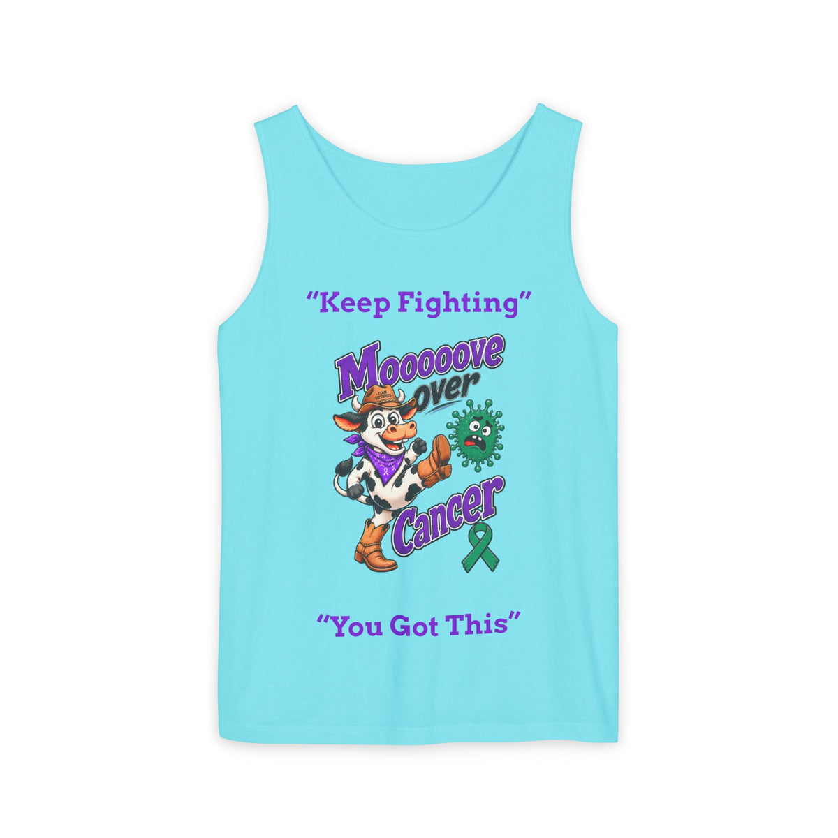 Aqua Moooove Over Cancer tank top with You Got This cancer support artwork
