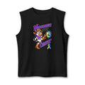 Black Moooove Over Cancer tank top with colorful cowgirl artwork and all-cancer awareness ribbon