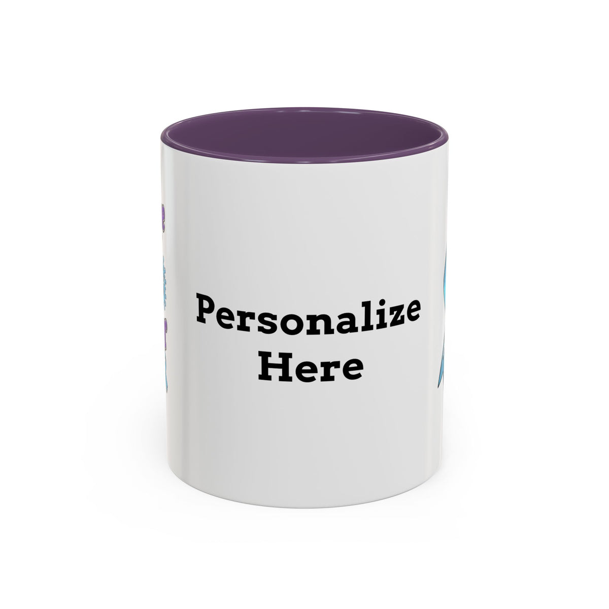 Moooove Over Cancer mug with purple accent interior and custom-name area