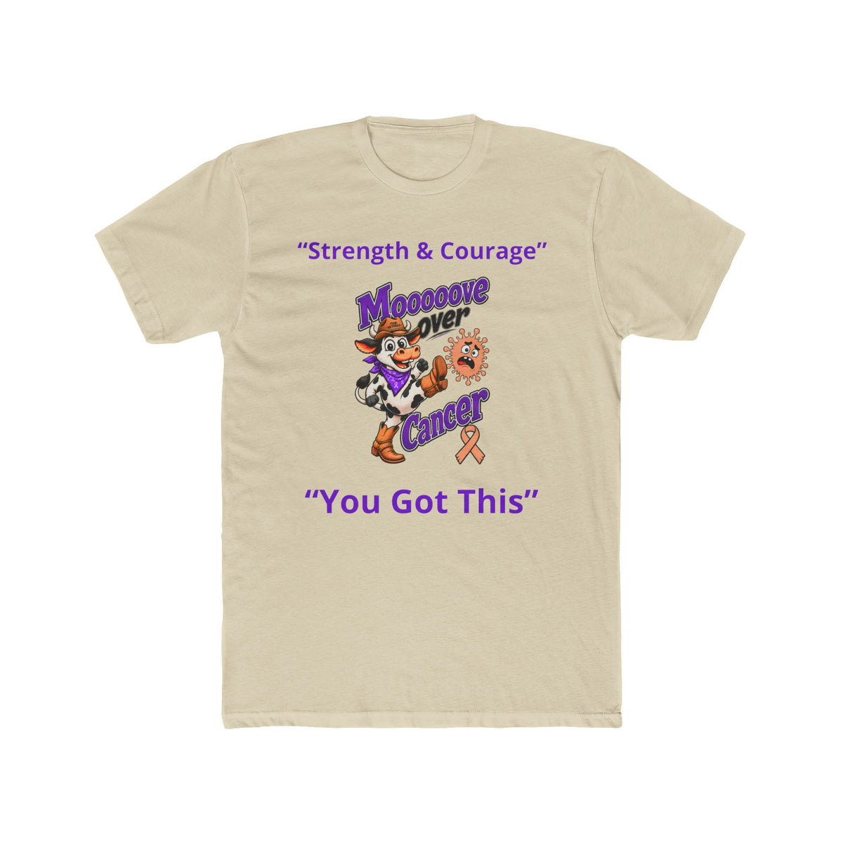 Natural Moooove Over Cancer personalized tee with cowboy-inspired cancer support artwork