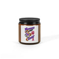 Moooove Over Cancer soy candle in an amber jar with a pink Breast Cancer awareness ribbon