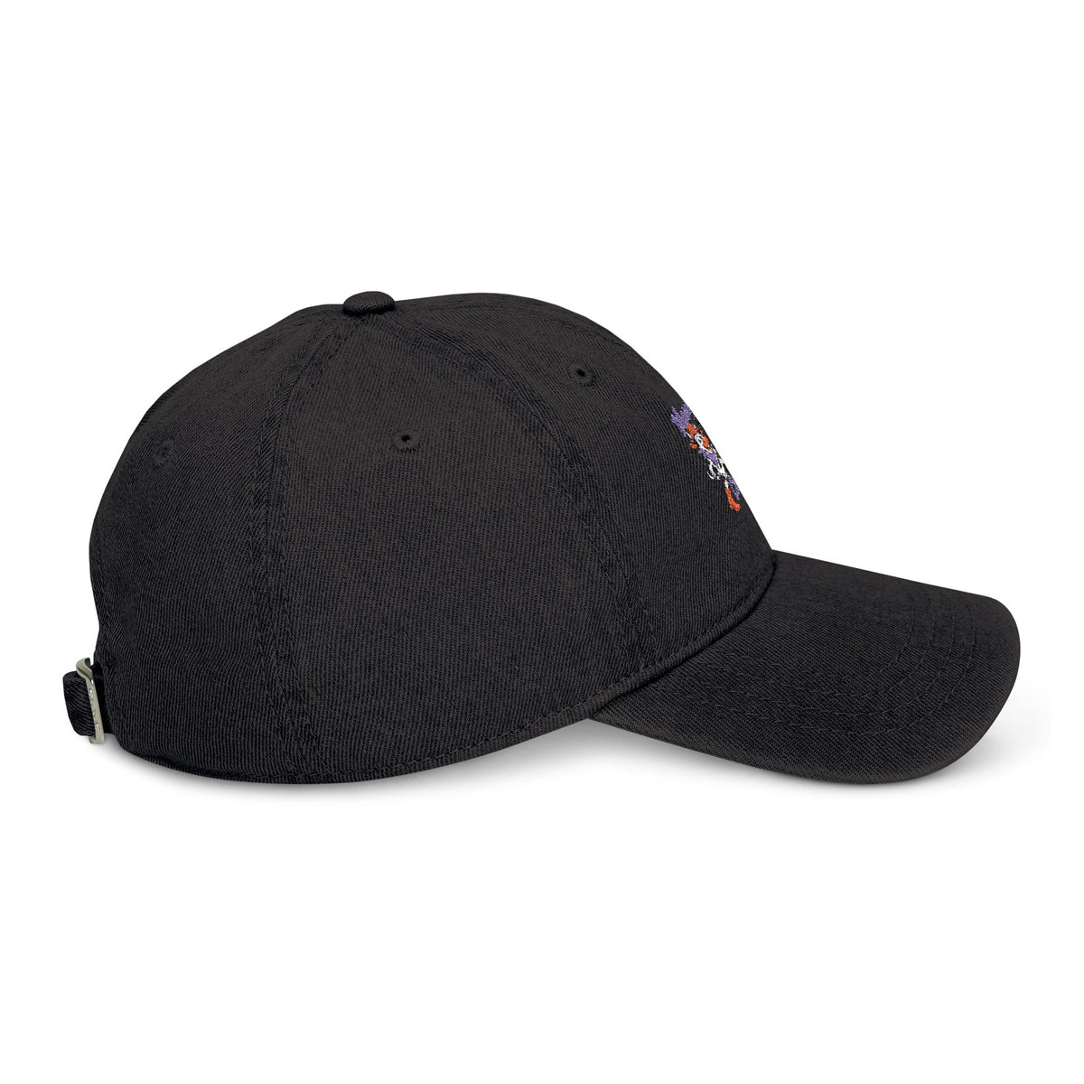 Black Moooove Over Cancer embroidered denim hat side profile