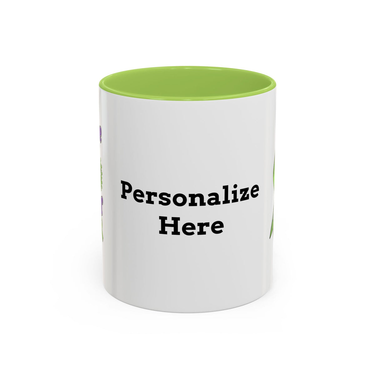 Personalized Moooove Over Cancer mug back view with lime accent and space for custom name or text