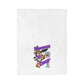 Moooove Over Cancer blanket with colorful cowgirl, cow, and awareness ribbon artwork