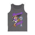 Moooove Over Cancer charcoal tank top with colorful Western cancer-awareness artwork