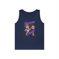Navy Moooove Over Cancer tank top with cow artwork and Uterine Cancer awareness ribbon