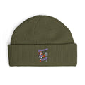 Moooove Over Cancer embroidered cuff beanie in olive green