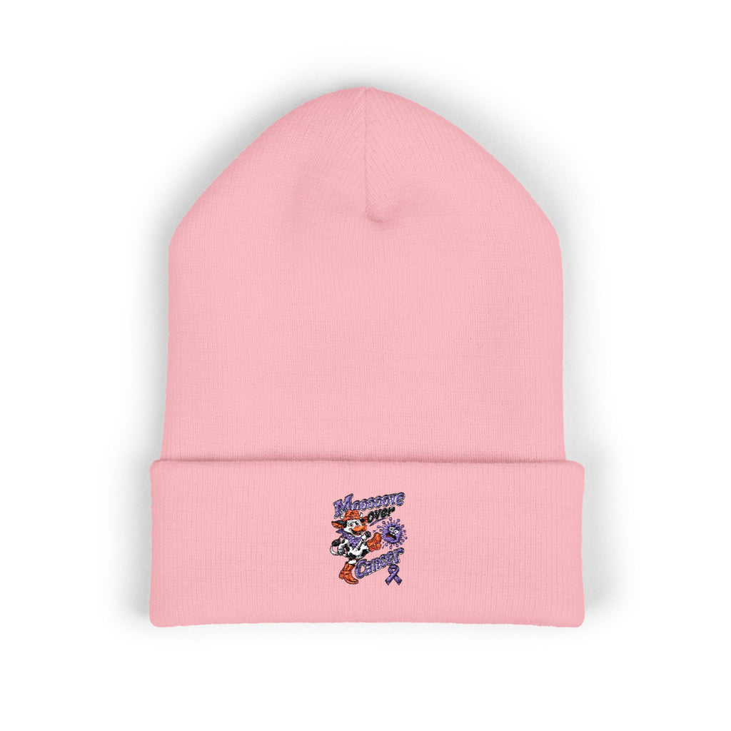 Pink Moooove Over Cancer embroidered cuffed beanie