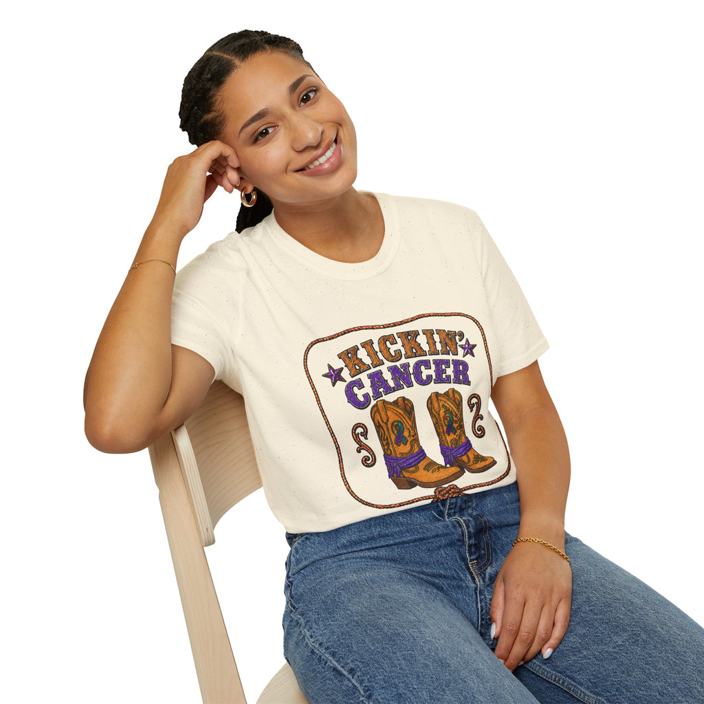 Kickin' Cancer Western Cowboy Boots T-Shirt