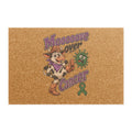 Moooove Over Cancer coir door mat with a cow design and green Liver Cancer awareness ribbon