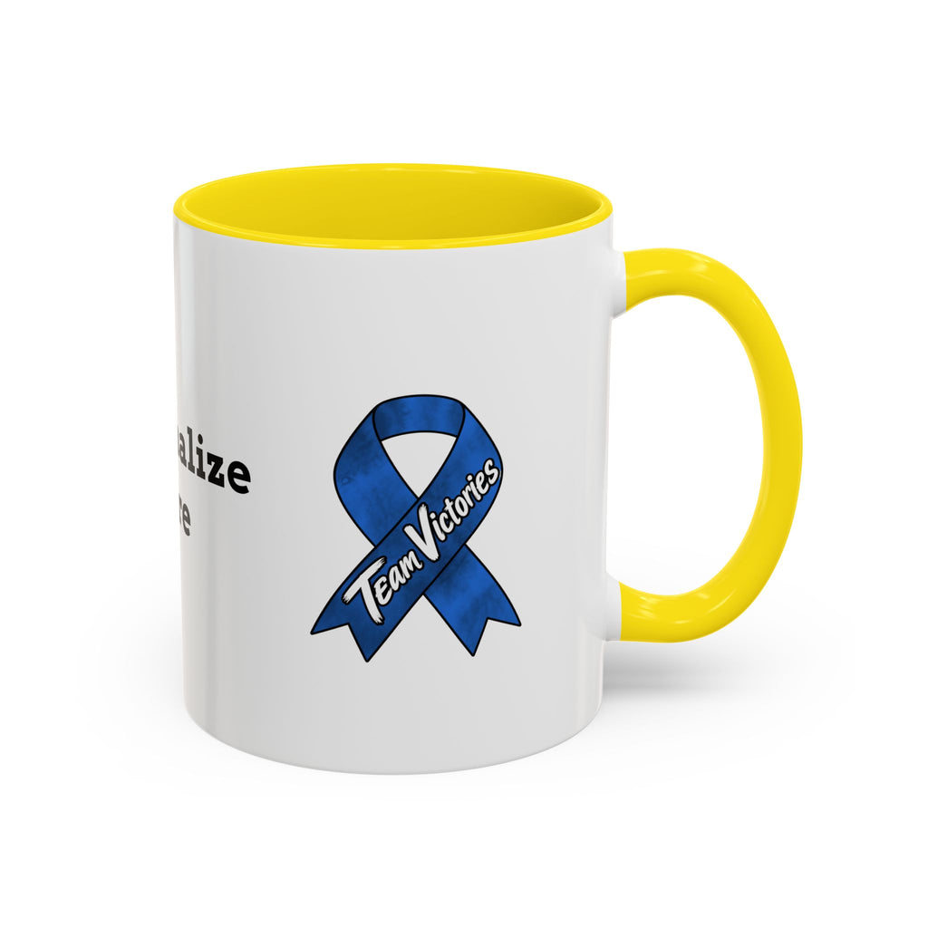 Moooove Over Cancer Colon Cancer awareness ribbon mug with green accents